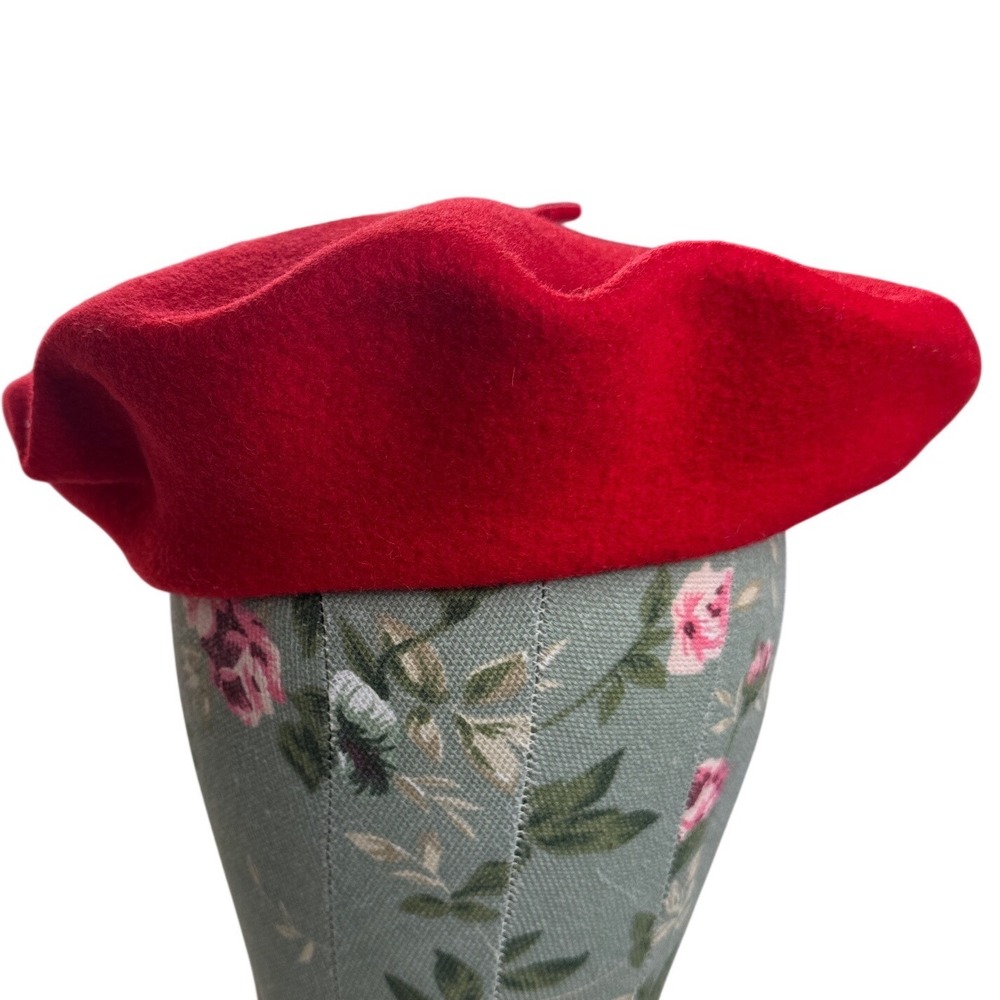 Espinosa Basica Red Wool Beret Hat Made in Argentina 100% Lana Wool One Size